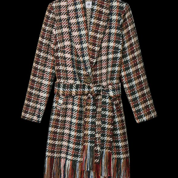 CAbi Regency plaid fringe boho plaid blanket Coat (M) ❤️ - Picture 7 of 11